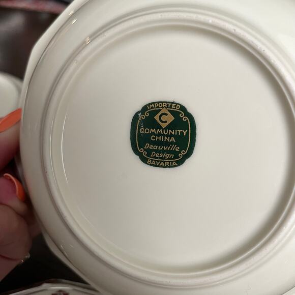 Vintage Art Deco Community China Deauville Fruit Bowl Set of 4 Dessert 1920 READ - Picture 7 of 16